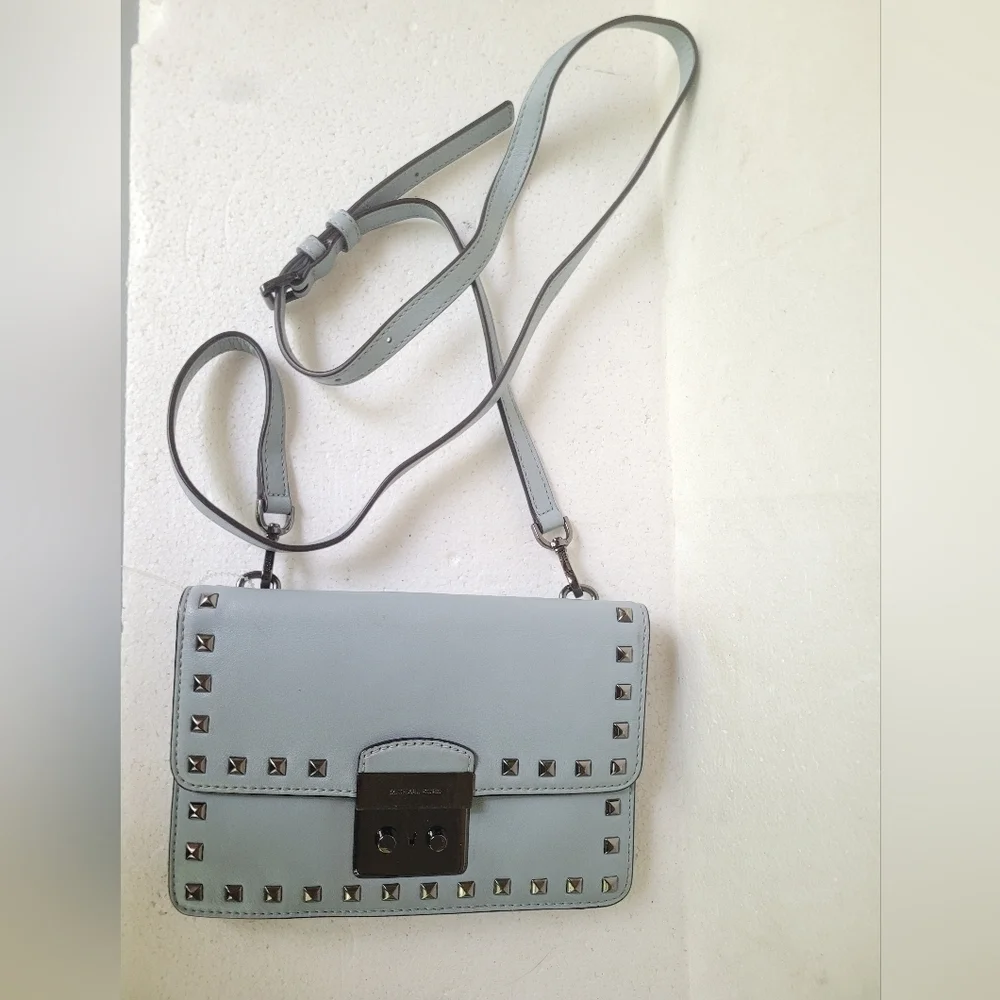 Michael Kors Dusty Blue Crossbody Leather Bag